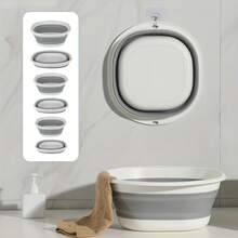 Foldable Space-Saving Sink Basin - Durable Plastic, Portable Folding Washbasin For Home, Dorm, Camping - Modern Oval Design, Multi-Purpose, Easy To Store And Clean, Portable Washing Machine - One Size - View 7