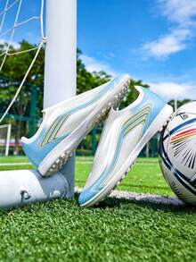 Men's Professional Training Non-Slip Artificial Turf Football Shoes, Boys' TF/FG Football Shoes, Size 35-45 - Baby Blue - View 10