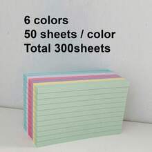 300 Sheets 6 Colors Double‑Sided 11‑Lines Lined Index Note Cards,110gsm Thick Non‑Sticky Memo Sheets 12.7*7.6cm,Flash Study Cards,Back To School Must‑Have - one-size - View 13