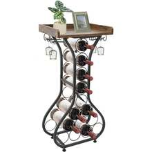 Freistehendes Weinregal für 14 Flaschen, 90 cm Dekorativer Flaschenhalter‑Ständer, Boden‑Weinregal für Küche, Bar, Esszimmer - Schwarz - Übersicht 6