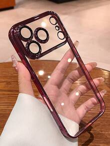 New Luxury Glitter Sequin Electroplated PC Transparent Phone Case, Compatible With IPhone 18ProMax 18Pro 17ProMax 17Pro, Shockproof Hard Shell Back Cover - Cherry Red - View 6
