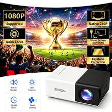 2026 Upgraded Portable Mini Projector, LCD Home Theater Projector, Built-In Speaker, Fast Focus, Compatible With Smartphone, Tablet, Laptop, TV Stick, USB Portable Projector, Suitable For Movies, Games, Presentations, Home Entertainment, Outdoor Parties - Black and White - View 1