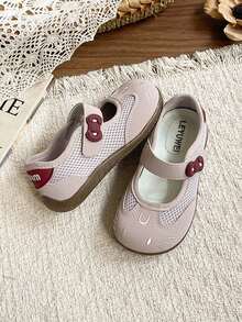Girls' Mesh Princess Shoes Cartoon Hook And Loop Soft Sole Shoes - Pink - View 3