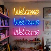 1pc LED Welcome Letter Neon Light, Bar Scene Wall Hanging Decor, Battery/USB Powered Romantic Atmosphere Light, Holiday Party Gift, Bedroom Room Decoration - Welcome Neon Light - View 9
