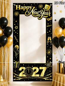 1件 2027新年主題黑金拍照背景布，新年快樂派對背景裝飾，新年倒數背景，新年橫幅，新年拍照背景，新年拍照道具，新年派對用品，新年派對裝飾，新年快樂，新年裝飾，新年裝飾，新年禮物，居家新年裝飾，新年，拍照道具，2027新年，新年禮物，冬季 - 新年元旦 - 查看 10