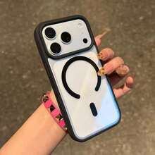 Luxury Acrylic Magnetic Case Compatible With Iphone 18 Pro Max 17 16 15 Plus 14 13 Mini 12 11 Pro Drop-Proof, Scratch-Proof, And Shatter-Proof Protection Design,Wireless Charge Candy Color Back Cover - Black - View 3