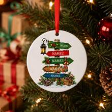 Custom Christmas Signpost Ornament, Personalized 2-5 Names Christmas Tree Hanging Decor, Festive North Pole Holiday Style, Customized Family Keepsake, Customizable Name Ornament, Christmas Home Decor, Christmas Gift 2026, Christmas Decorations - Multicolor - View 5