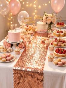 Silver Sequin Table Runner, Shiny Wedding Table Decor, Glitter Tablecloth, Suitable For Dining Table, Banquet, Party, Wedding Reception, Birthday, Anniversary, Christmas, New Year, Valentine's Day, Bridal Shower And Holiday Events Decoration - Multicolor - View 7