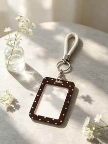 New Polka Dot Pattern Personalized Retractable Card Holder, Keychain Pendant Bag Decoration, Student ID/Bus Card Protective Sleeve, Suitable For Office Workers And Students Daily Use - Multicolor - View 12