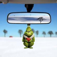 The Grinch 9/2pcs Acrylic Christmas Tree Hanging Ornaments, Mixed Color Cute Characters With Christmas Hat Pattern, Suitable For Christmas Home Decor, Ideal Christmas Tree Decoration And Holiday Creative Small Gift - Cookie Monster - View 2