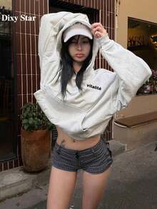Korean Style Niche Letter Print Sweatshirt Women Autumn/Winter Loose Fit Pullover Versatile Top - White Gray - View 7