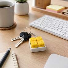 1pc Cute Cheese Clicker Keychain, Crispy Press Sound Decompression Toy, Portable Fidget Pendant For Office Desktop & Bag Decoration - Multicolor - View 4