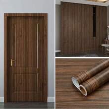 1 Roll Self-Adhesive Vinyl Wallpaper Wood Grain Wall Sticker Decorative Film Contact Paper Kitchen Wall Home Decor - Black Walnut Wallpaper - View 5
