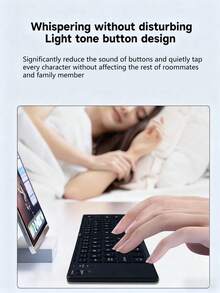 AKKHOO Keyboard Nirkabel Lipat Ganda Portabel, Desain Ultra Tipis, Ringan & Ringkas, Kompatibel dengan Sistem Android, Windows, dan iOS - Hitam - View 6