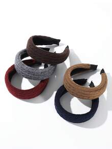 1PC Women's Solid Color Autumn/Winter Knitted Cable Pattern Wide Headband, Versatile Hair Accessory For Daily Wear/Date/Commute - Multicolor - View 3