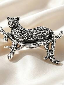 1pc Vintage Leopard Print Branch Brooch, Vintage Alloy Animal Pin Brooch, Suitable For Suit Jacket Wear, Unisex Accessory - Brooch - View 9