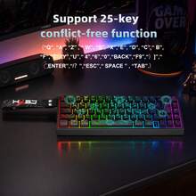 HXSJ A New V68 68 Key Wired Membrane Keyboard, RGB Lighting, USB-C Detachable Cable, Contoured Keycaps, Portable, Plug And Play, For Gaming, Home Office Use - View 6
