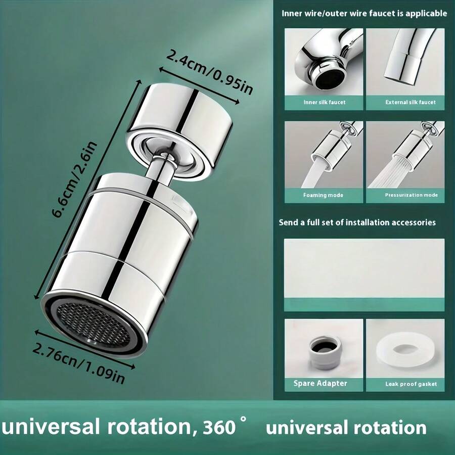 1pc Faucet Extension Accessory, 2 Water Flow Modes, 360° Rotating Extension, Multi-Function Kitchen Sink Aerator, Water Spout Nozzle, Suitable For Kitchen Sink, Bathroom Washbasin, Universal Anti-Splash Head