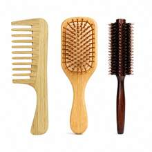 3pcs Bamboo Hair Care Set, Wide Tooth Comb, Cushion Hair Brush, Round Head Boar Bristle Hair Brush, Bamboo Wood Handle Hair Tools, Suitable For Daily And Travel Use - Apricot - View 8