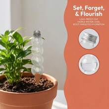 1pc Automatic Plant Watering Ball, Top-Fill Terracotta Watering Stake, Large Capacity Clay Slow-Release Watering System, Indoor/Outdoor Potted Plant Automatic Vacation Watering Device - A - View 5