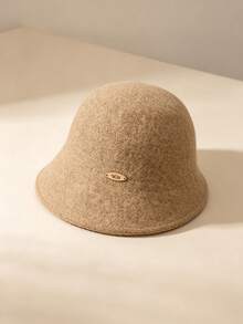 1pc Women's Solid Color Plush Bucket Hat, Suitable For Autumn/Winter Daily Wear - Plush Bucket Hat - View 8