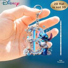 Disney Stitch Letter Embroidered Keychain, 26 'A-Z' Floral Cartoon Patterns, Acrylic Pendant With Chain, Suitable For Bags, Keys And Car Keys, Travel Accessory Gift, Cute Floral Keychain Design, Smooth Surface, Keychain, Decorative Keychain, Cartoon Keychain, Christmas Gift, Fan Gift, 2D Flat Gift, Holiday Gift, Home Decor - Multicolor - View 13