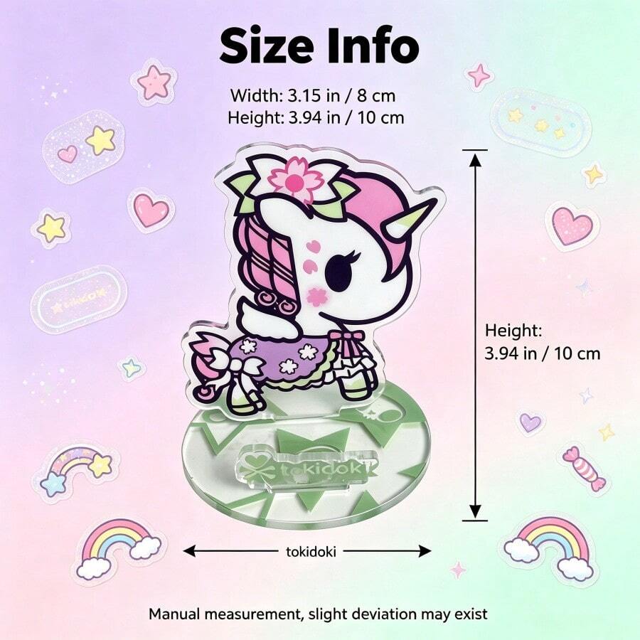 1件 Mesuca & Tokidoki 聯名壓克力手機支架，卡通獨角獸角色模型底座，透明底座桌面展示架，可愛動漫桌面裝飾，適合送給女孩子的禮物 - TJ61216-TK2 - 查看 1