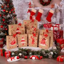 Christmas Gift Bag Set With Shiny Red And Gold Foil Kraft Paper, Includes Matching Red Packaging And Ribbon Bows, Holiday Party, New Year, Birthday And Other Festive Designs, Holiday Gift Bags, Holiday Illustrations, Satin Ribbon Bows, Christmas Accessories - Multicolor - View 1