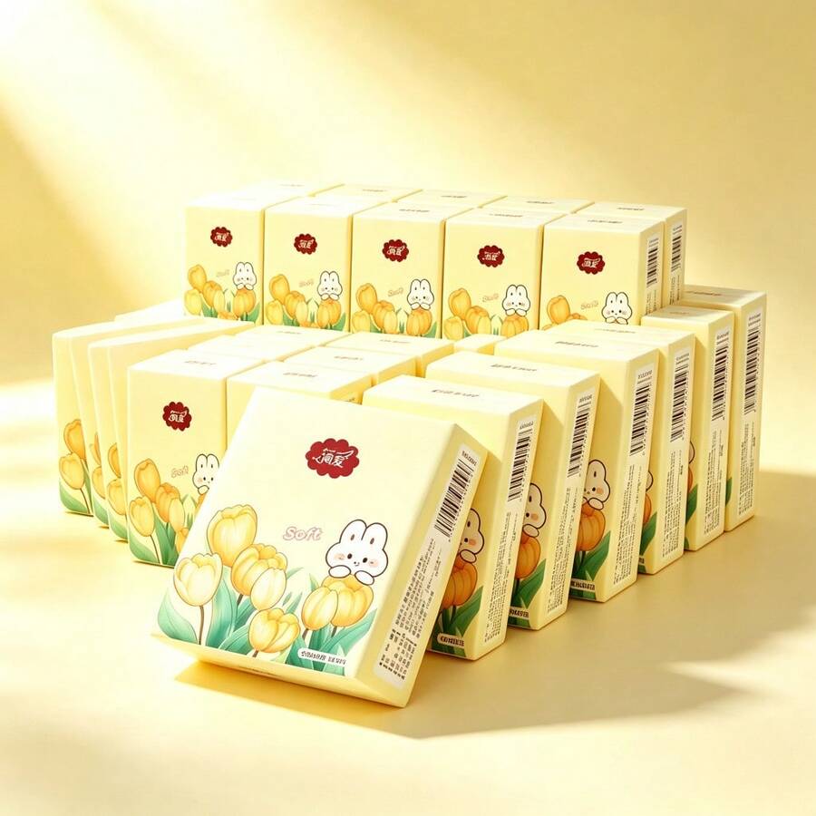 6/12/24/60/120pcs (6pcs=1pack) New Portable Handkerchief Paper Bag Facial Tissues Portable Mini Pocket Napkins Students Travel With Tissues - Multicolor - View 1