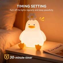 Lampu Malam Bebek Lucu Isi Ulang USB, Suhu Warna dan Kecerahan Dapat Diatur, Cocok untuk Dekorasi Kamar Tidur, Kantor, atau Berbagai Ruangan, serta Hadiah Natal dan Ulang Tahun, Mati Otomatis Setelah 30 Menit - Putih - View 5