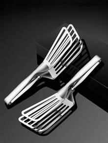 1pc Stainless Steel Hollow Oil-Filtering Cooking Tong, Non-Deforming Kitchen Tool, Perfect For Frying Fish, Grilling Steak, Making Burgers, Baking Seafood, Home Daily Cooking, Outdoor Camping BBQ - Silver - Stainless Steel Spatula - View 10