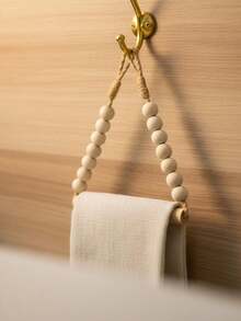 Wall-Mounted Rope Toilet Paper Holder, No-Drill Toilet Paper Rack, Kitchen Wall-Mounted Paper Towel Holder With Hook, Replaceable Roll, Modern Home Fashion Bathroom Accessory - Brown - View 7