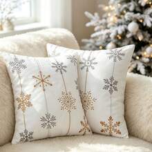 LCUHPCL 1pc Winter Minimalist Fashion 3D Embroidered Christmas Snowflake Pillow Case, Home Decor For Sofa, Living Room, Bedroom, Party And More - Multicolor - View 9