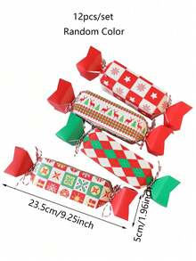 12pcs Christmas Candy Shape Gift Boxes With Ribbons - Cartoon Snowflakes, Reindeer, Christmas Tree Patterns Holiday Party Decorations - Compatible With Gift Wrapping Boxes For Christmas, New Year's, Birthdays, Weddings - Multicolor - View 3