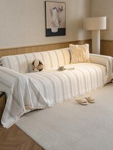 1pc New Chenille Luxury Premium Sofa Cover, 1-4 Seater Sofa Throw, Pet-Proof, Modern Style, Full Coverage Cushion, All-Season Universal, Furniture Dust-Proof Cover - Beige - View 11
