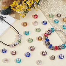 28/58/108pcs Multi-Faceted AB Color Acrylic Spacer Beads, Large Hole Design, Suitable For DIY Jewelry Making, Such As Bracelets, Necklaces And Earrings - Assorted Colors - View 4