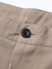 Khaki Contrast Stitch Wide Leg Casual Pants, 3D Stitching Loose Drape Long Pants For Men - Khaki - View 6
