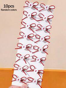 10pcs Girls Multi-Color Flower Bow Hair Clips Hair Accessories Headwear Top Clip Back Clip Side Clip Alligator Hair Clip Daily Use - Red - View 9