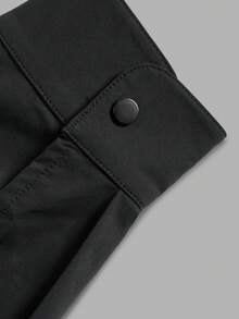 Men's Raglan Sleeve Functional Button Shirt, Pure Black Lightweight Windbreaker Style Long Sleeve Shirt - Black - View 6