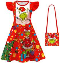 The Grinch 6pcs The 2026 New Christmas Halloween Dream Forest Flutter Sleeve Dress For Big Kids - A - View 18