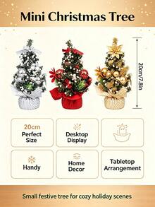 1 Set Of Mini Christmas Trees, Perfect For Home And Desktop Decorations. Adorned With Berries, Snowflakes, And Greenery. Suitable For Christmas Decorations, Table Decorations, Home Decor, And Room Decor. - Multicolor - View 2