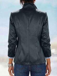 Women's Blazer: Front‑Button Design, Casual Yet Elegant, Ideal For Office And Commuting, A Must‑Have For Autumn And Winter. - Grey - View 2