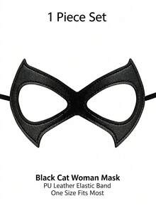 6/3/1件裝黑色貓咪皮革半臉貓眼化裝舞會面具，女性Cosplay服裝配件，適合萬聖節 - 彩色 - 查看 8
