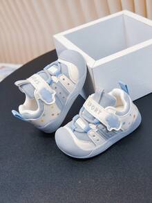 Cute Cartoon Pattern Infant Toddler Walking Shoes, Mesh Breathable Toe Protection Soft Sole Hook & Loop, Autumn Kids Casual Mesh Shoes - Baby Blue - View 5