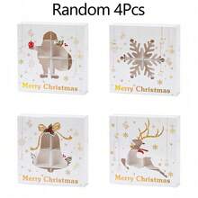 4pcs/1pc Merry Christmas Window Slot Layered Cupcake Cookie Candy Packaging Box, Santa Claus Reindeer Snowflake Gift Box - Multicolor - View 11