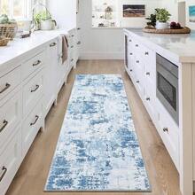 Techigher Modern Abstract Area Rug, Large Washable Living Room Rug, Ultra-Soft Non-Slip Bedroom Carpet & Foldable Floor Mat - Light Blue - View 10