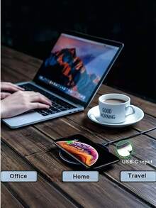 15W Wireless Charger, Compatible With IPhone 17/16/15/14/13/12 Pro/XS Max/Mini/X/X/XR, Inductive Fast Wireless Charging Pad, Compatible With Samsung Phones, Suitable For Office, Dorm And Home Use - Black - View 8