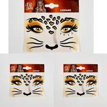 1pc Leopard Face Sticker, Glitter Waterproof Sticker, Gold Leopard Stage Makeup Face Sticker, Party Decoration, Photo Prop,Halloween - Many - View 6