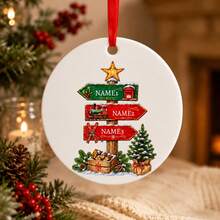Custom Christmas Signpost Ornament, Personalized 3-5 Names Christmas Tree Hanging Decor, Festive North Pole Holiday Style, Customized Family Keepsake, Customizable Name Ornament, Christmas Home Decor, Christmas Gift 2026, Christmas Decorations - Multicolor - View 5