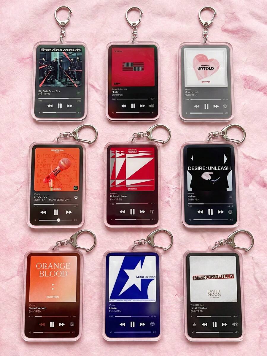 1Pc/9Pcs K-Pop EN-HYPEN Album Cover Themed Acrylic Keychains, Featuring Multiple Classic Albums And Iconic Designs, Fashionable Bag Charms, Suitable For Back To School, Gift For K-Pop Fans, Exquisite Collection, All Season - Multicolor - View 1